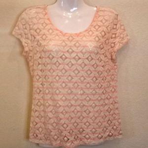 Maison Jules Lace Striped Top